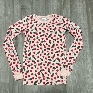 Hanna Andersson‎ Light Pink Pajama Top w/ Holly Berry details girls size 10